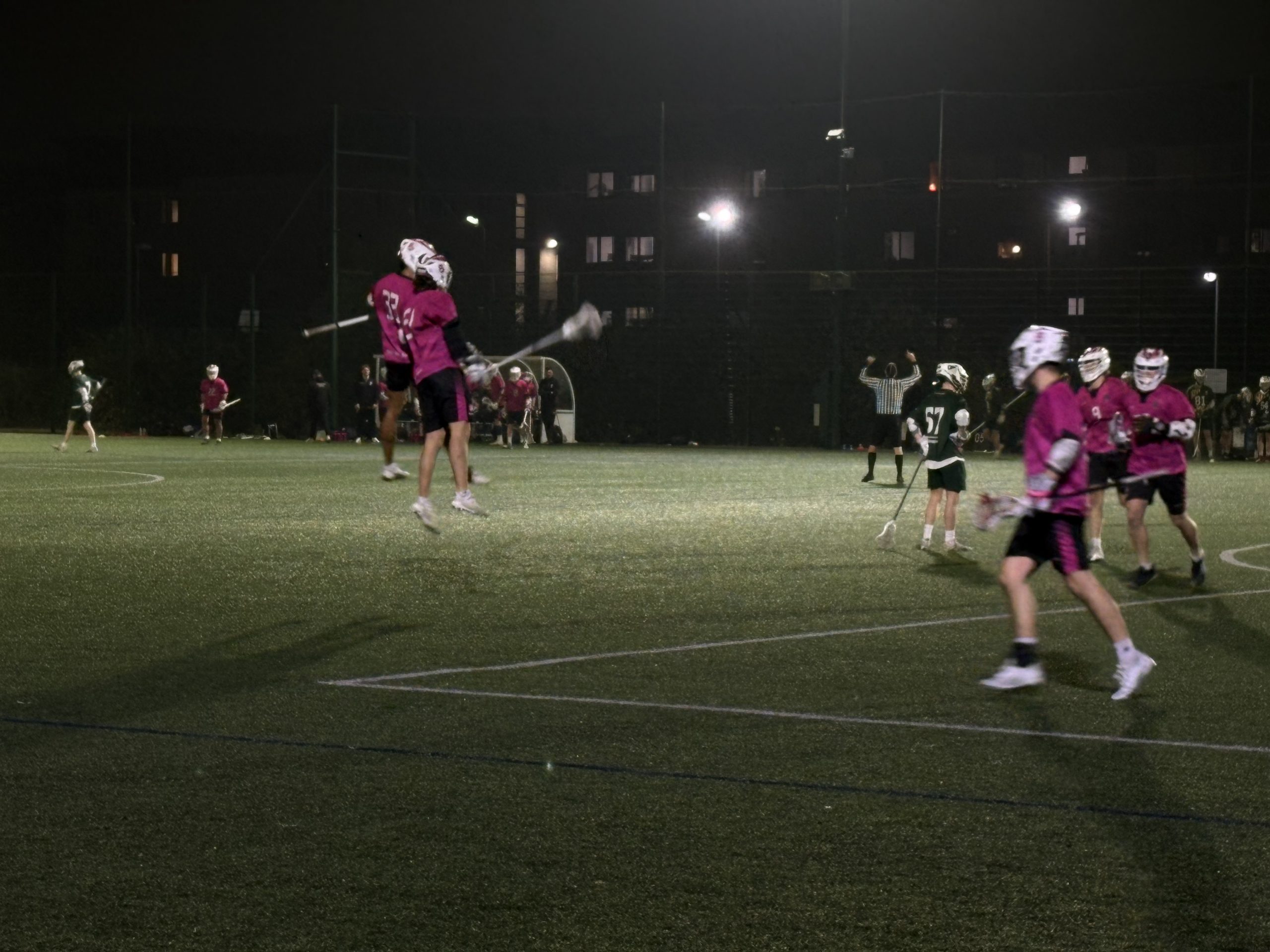 A lacrosse match between NTU and the University of Nottingham's mens first teams (Credit: Freddie Heynes)